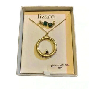 Liz & Co Necklace and Earring Jewelry Set Crystal Birthstone Silver-tone Vintage